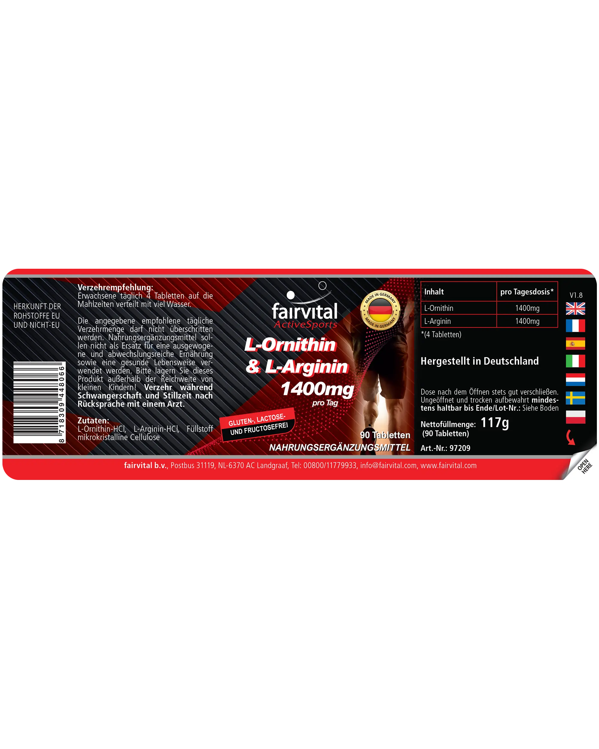 L-Ornithine & L-Arginine 1400mg per daily dose – 90 Tablets – HIGH STRENGTH – VEGAN – Amino Acids | Fairvital