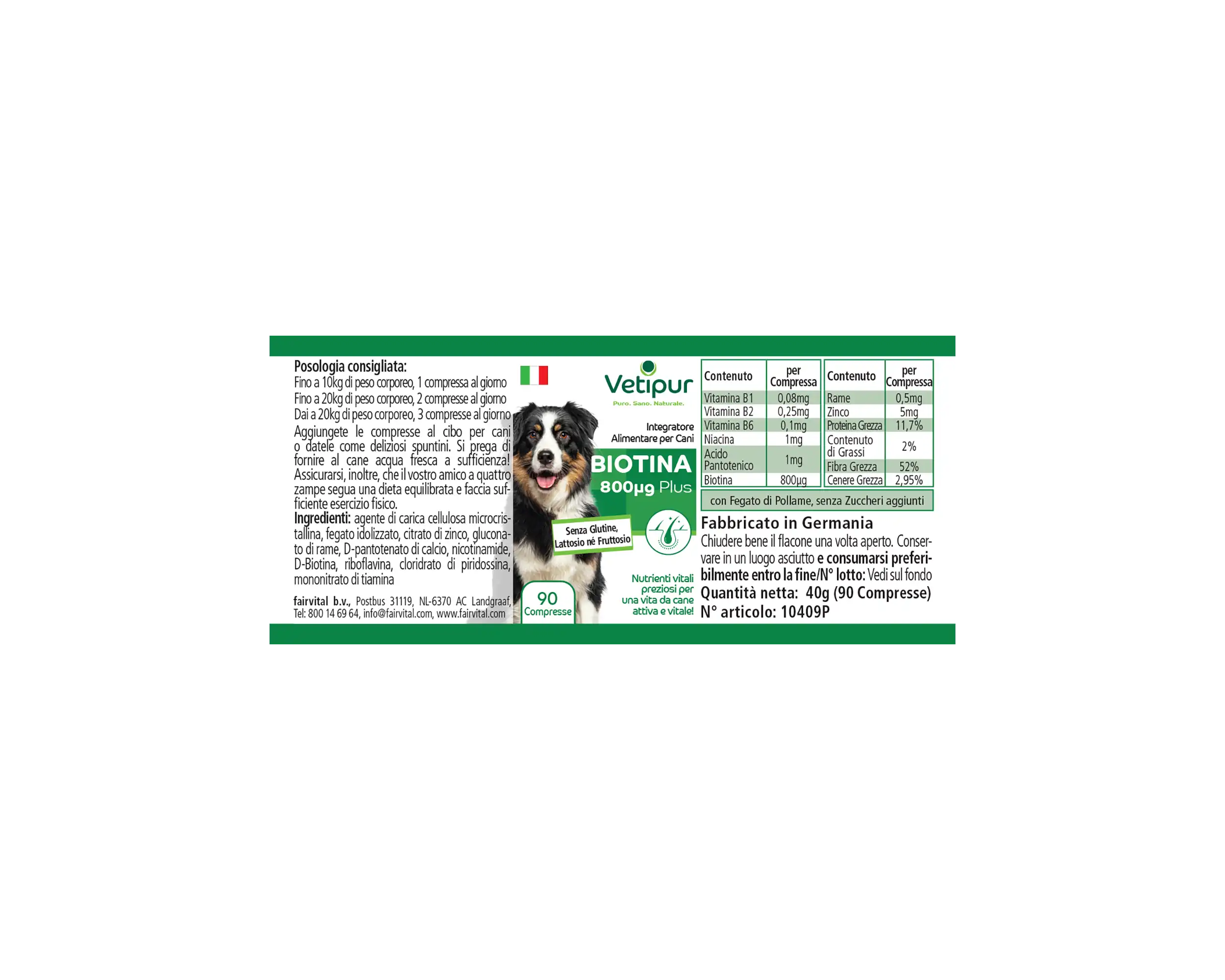 Biotin 800µg with vital substances - 90 tablets for dogs | Vetipur