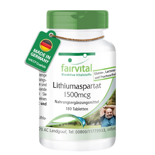 Lithiumaspartat 1500mcg - 180 Tabletten - Hochdosiert und Vegan | Fairvital Lithiumaspartat 1500mcg - 180 Tabletten - Hochdosiert und Vegan | Fairvital