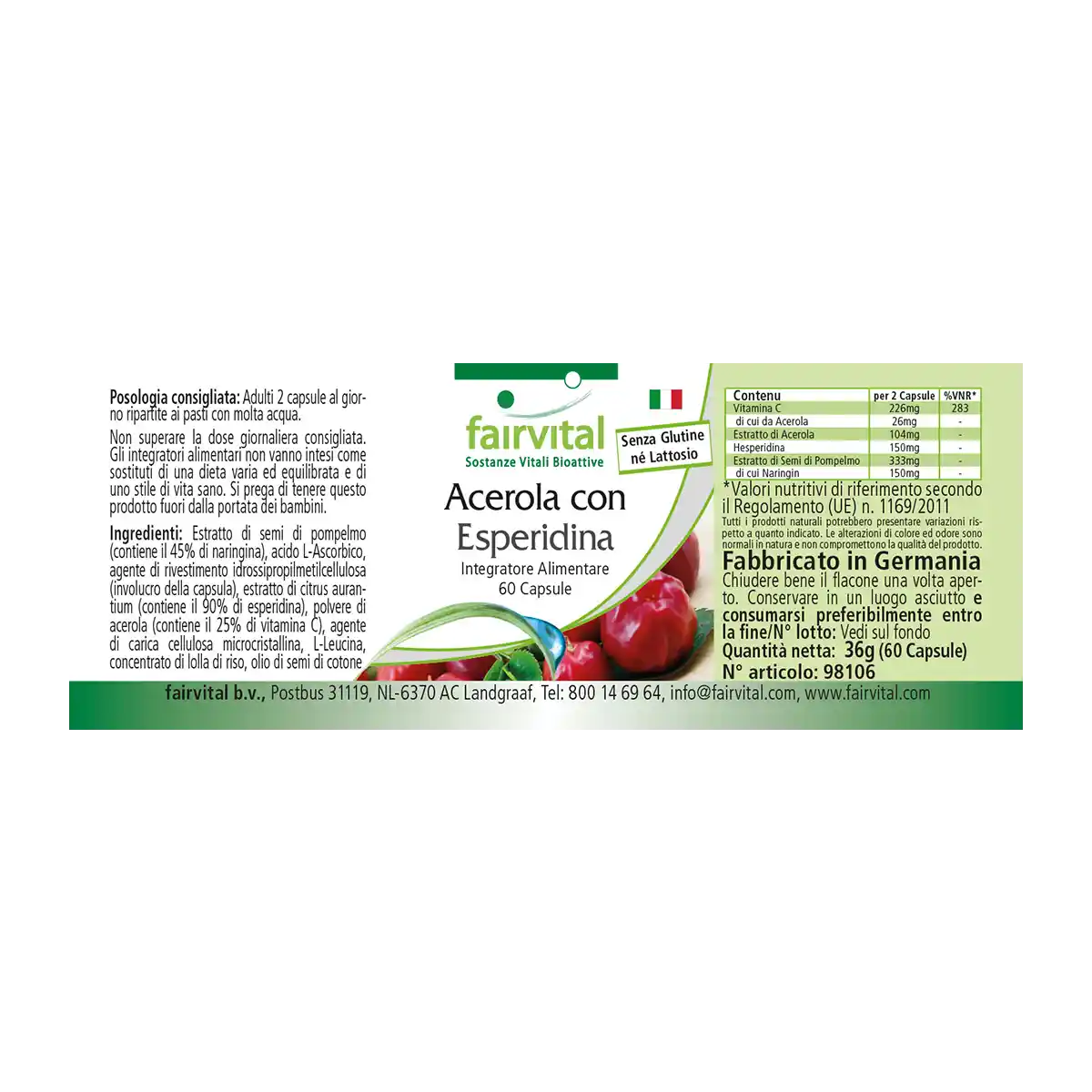 Acerola con Hesperidina - 60 Cápsulas Acerola con Hesperidina - 60 Cápsulas