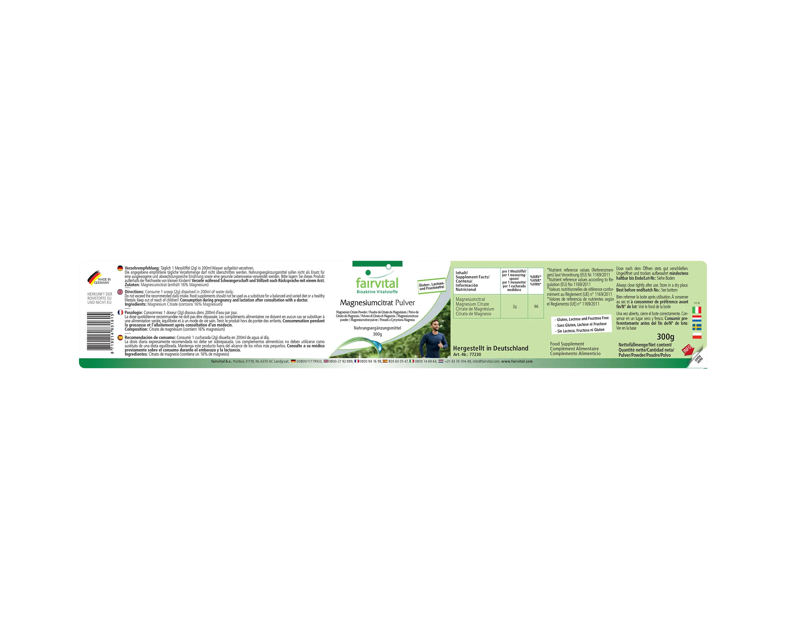 Magnesiumcitrat Pulver - 300g - ideal für Sportler - Hoch bioverfügbar - Vegan | Fairvital Magnesiumcitrat Pulver - 300g - ideal für Sportler - Hoch bioverfügbar - Vegan | Fairvital