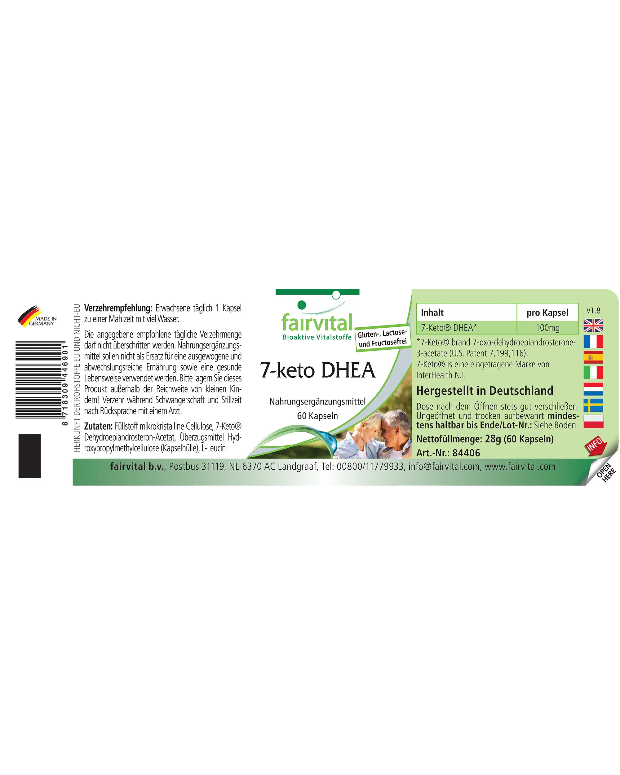 7-Keto DHEA - 60 Cápsulas - Fácil de tragar - Alta dosis y Vegano | Fairvital