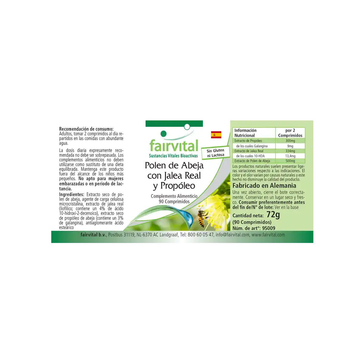 Bijenpollen met koninginnengelei en propolis - 90 tabletten Bijenpollen met koninginnengelei en propolis - 90 tabletten