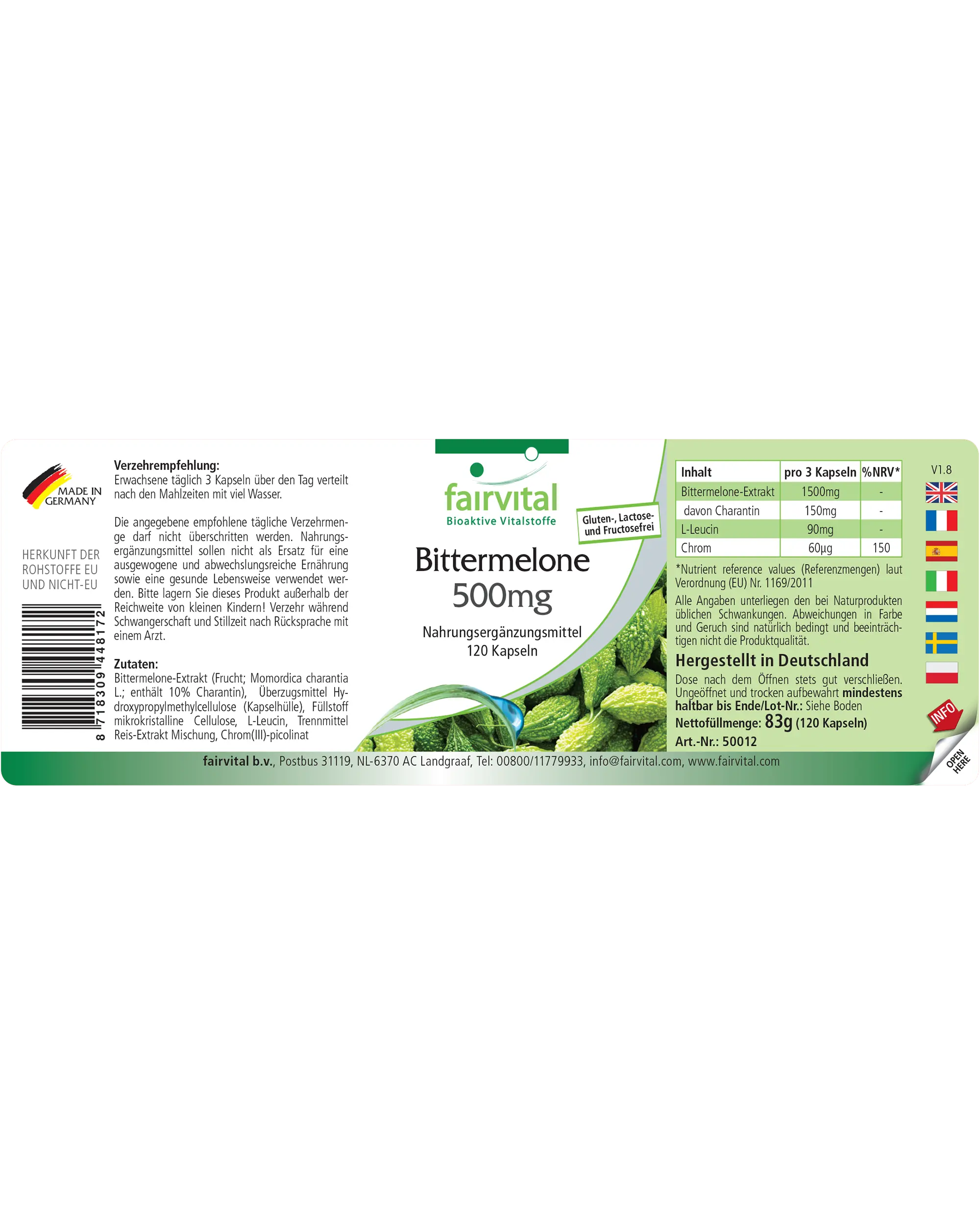 Melón amargo 500mg cromo - 120 cápsulas