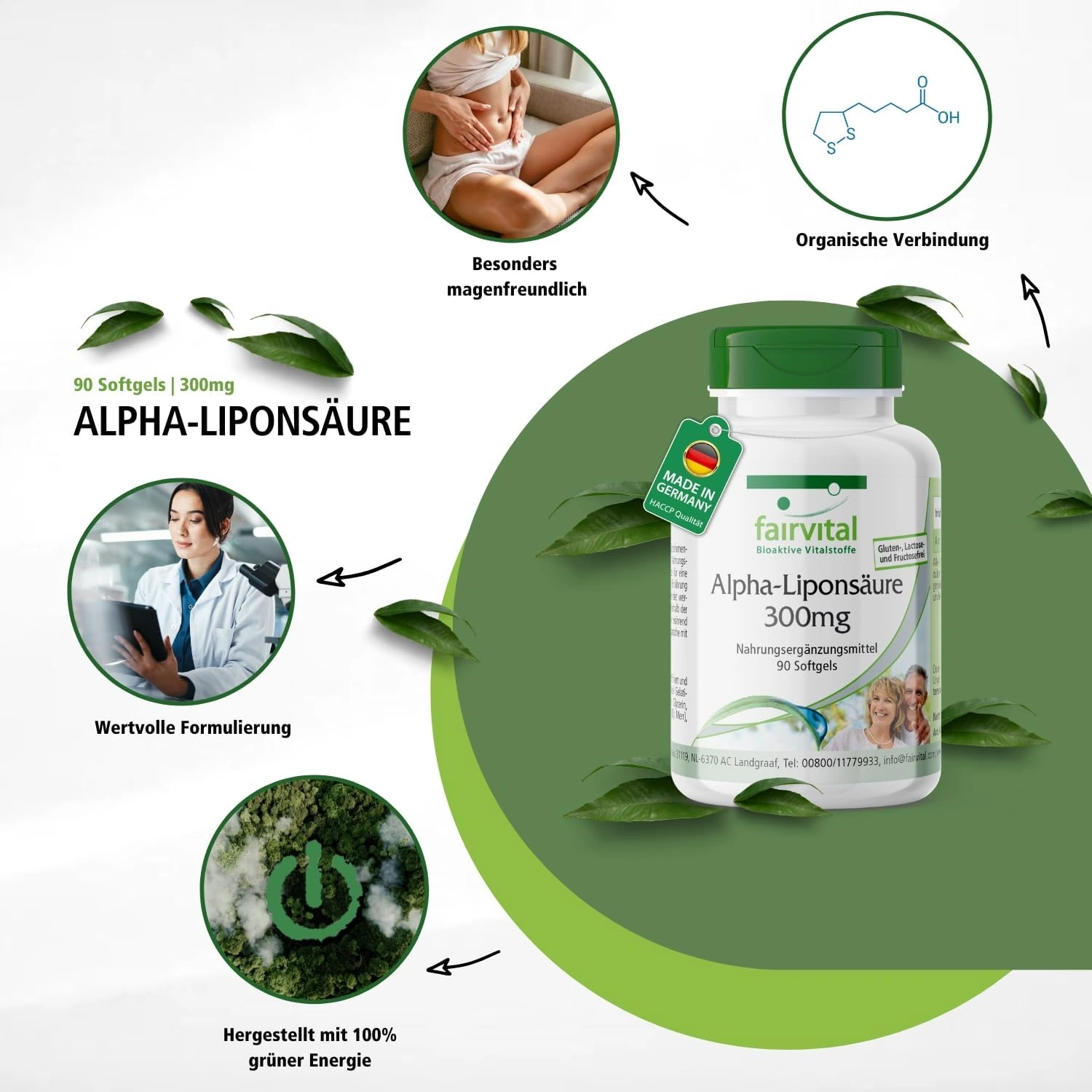 Acide alpha-lipoïque 300mg - 90 capsules molles