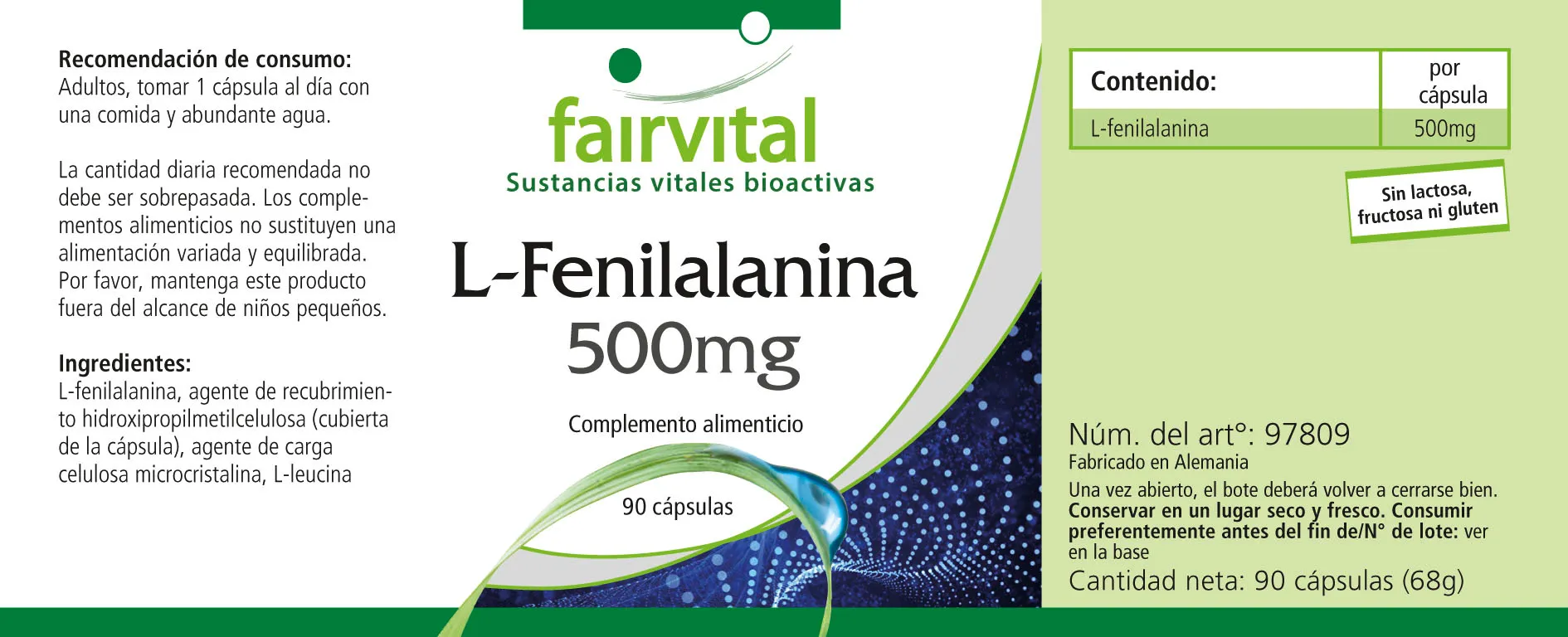 L-Fenilalanina 500mg - 90 Cápsulas L-Fenilalanina 500mg - 90 Cápsulas