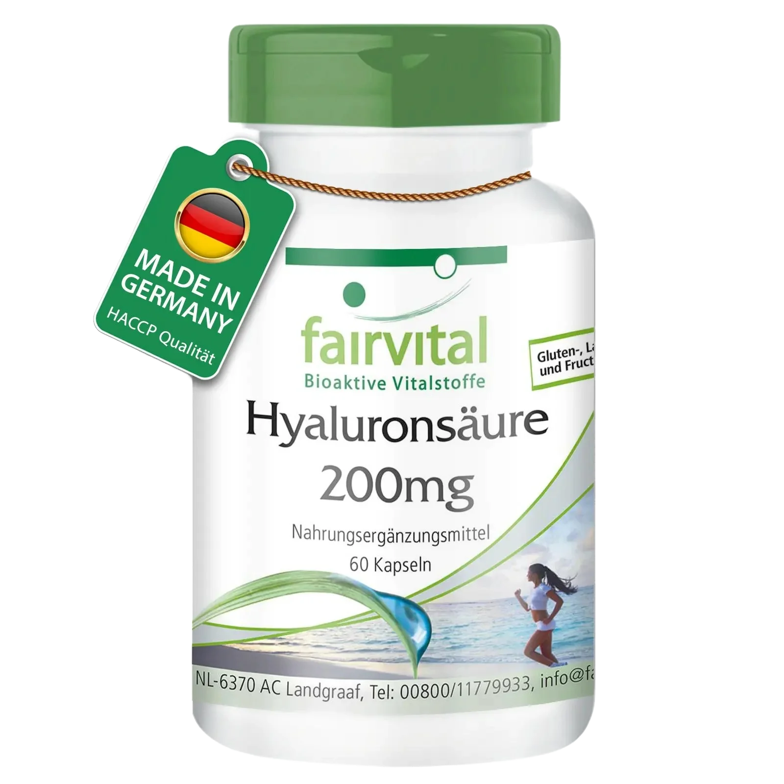 Hyaluronsäure 200mg - 60 Kapseln - Vegan | Fairvital Hyaluronsäure 200mg - 60 Kapseln - Vegan | Fairvital