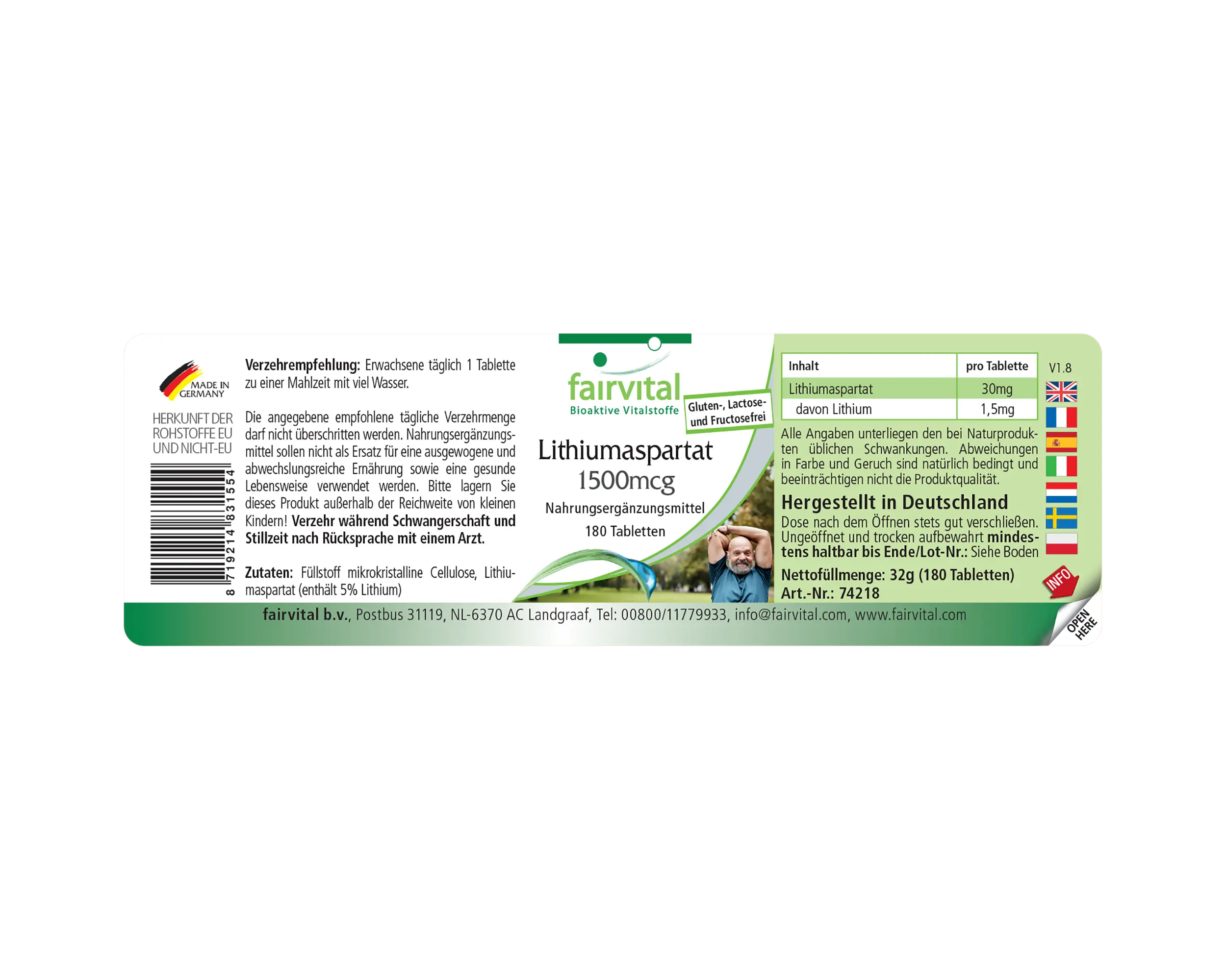 Lithiumaspartat 1500mcg - 180 Tabletten - Hochdosiert und Vegan | Fairvital Lithiumaspartat 1500mcg - 180 Tabletten - Hochdosiert und Vegan | Fairvital