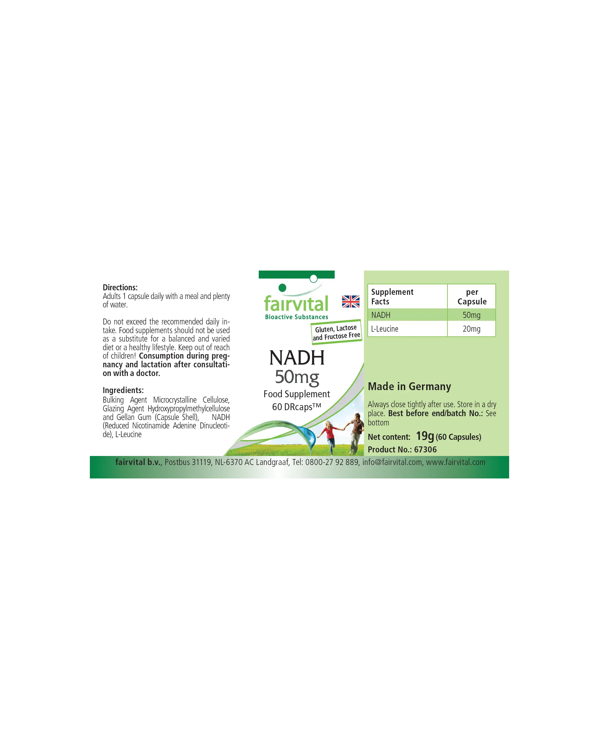 NADH 50mg - 60 Capsules - Vertraagde afgifte
