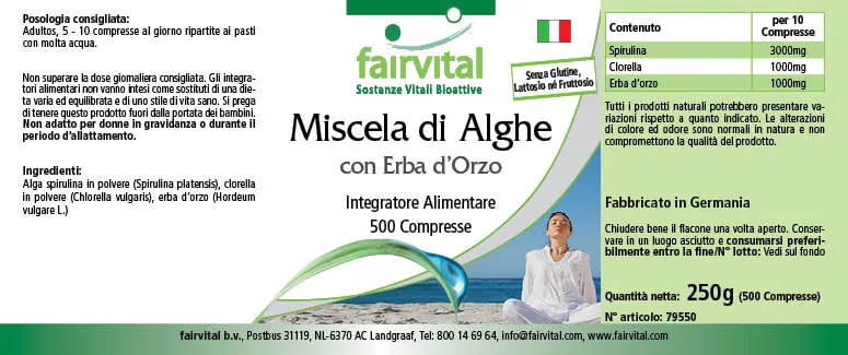 Algas Mixtas con hierba de cebada - 500 comprimidos Algas Mixtas con hierba de cebada - 500 comprimidos