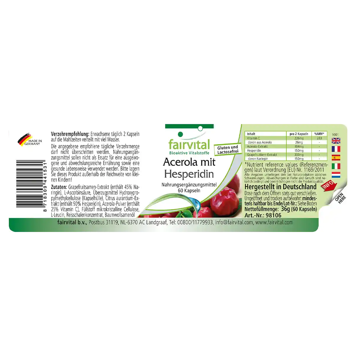 Acerola con Hesperidina - 60 Cápsulas Acerola con Hesperidina - 60 Cápsulas