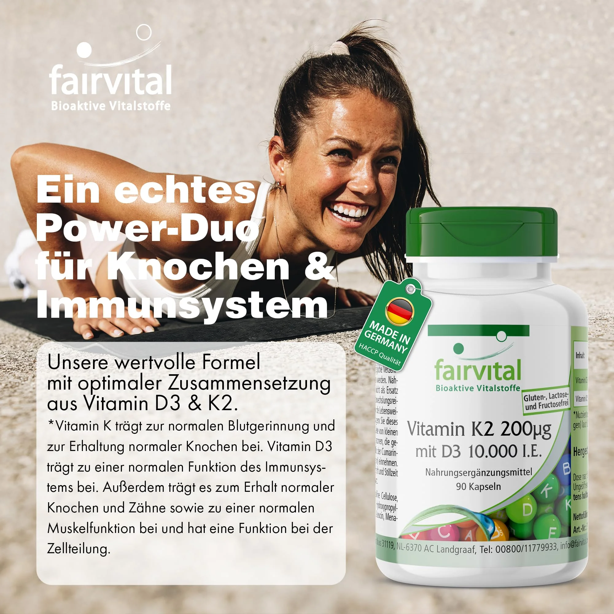 Vitamine K2 200µg met D3 10000 I.U. - 90 capsules