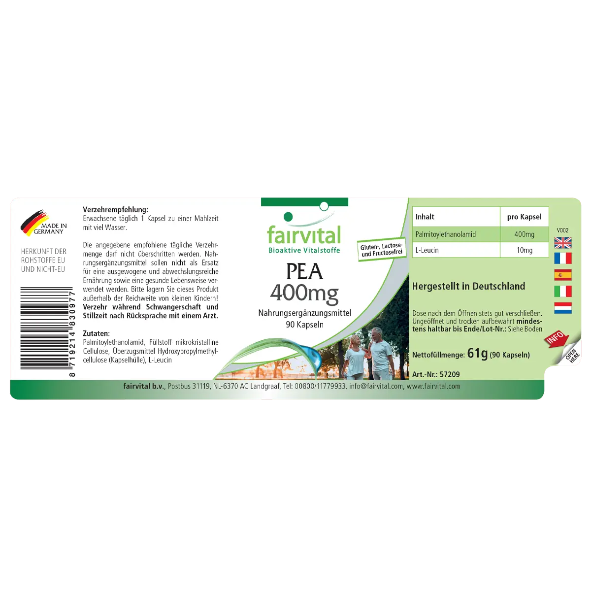 PEA 400mg - 90 Kapseln - Palmitoylethanolamid - Vegan | Fairvital PEA 400mg - 90 Kapseln - Palmitoylethanolamid - Vegan | Fairvital