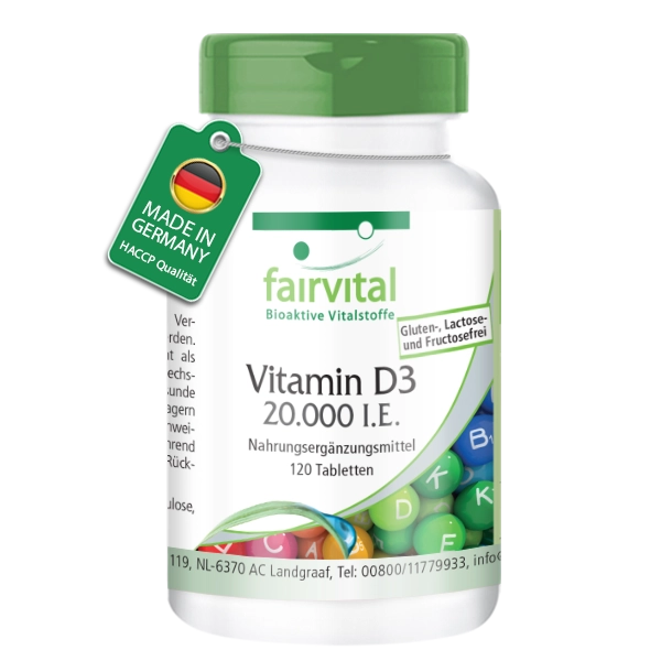 Vitamin D3 20000 I.U. - 120 Tablets | Fairvital