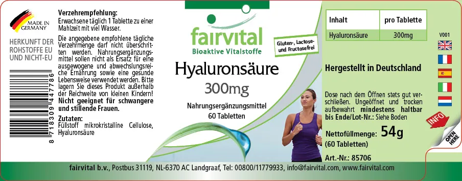 Hyaluronzuur 300mg - 60 tabletten Hyaluronzuur 300mg - 60 tabletten