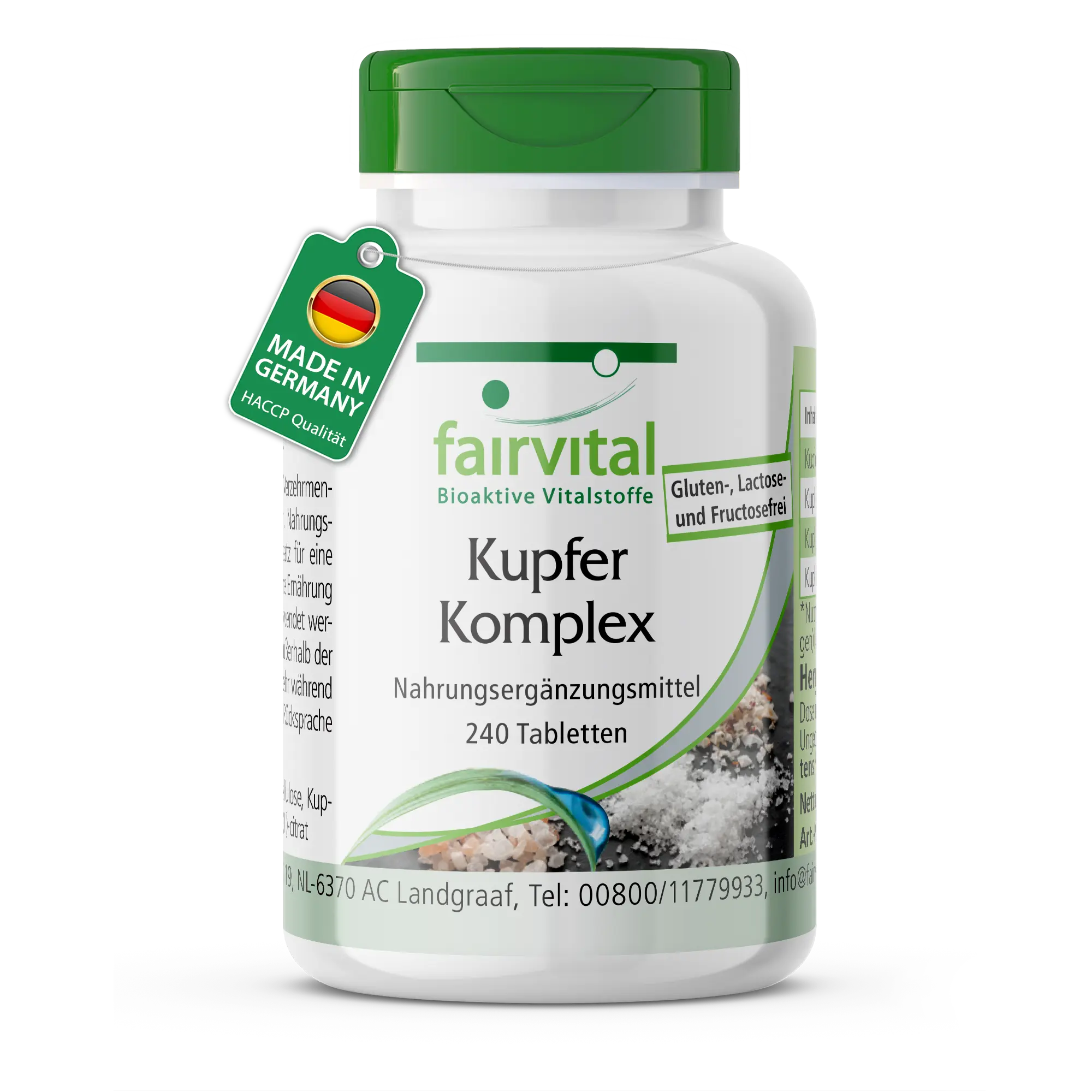 Kopercomplex - 240 tabletten - meer dan 100% van de dagelijkse behoefte - voor immuunsysteem, zenuwstelsel, celbescherming en meer - vegan | Fairvital