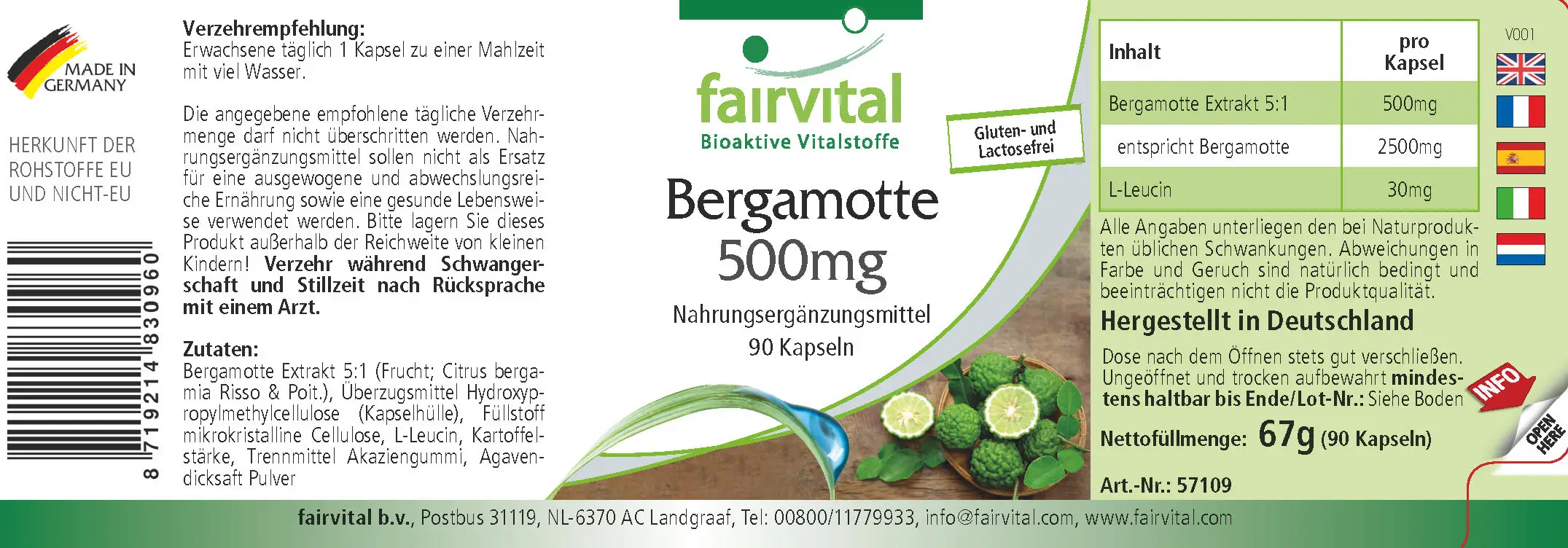 Bergamotte Extrakt 500mg - 90 Kapseln - 5-fach konzentriert - Hochdosiert und Vegan | Fairvital Bergamotte Extrakt 500mg - 90 Kapseln - 5-fach konzentriert - Hochdosiert und Vegan | Fairvital