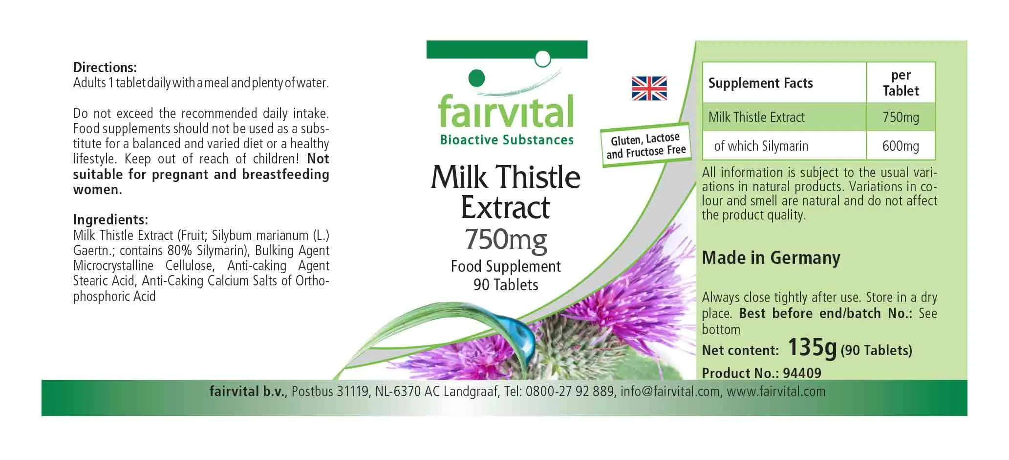 Milk Thistle extract 750mg - 90 tablets