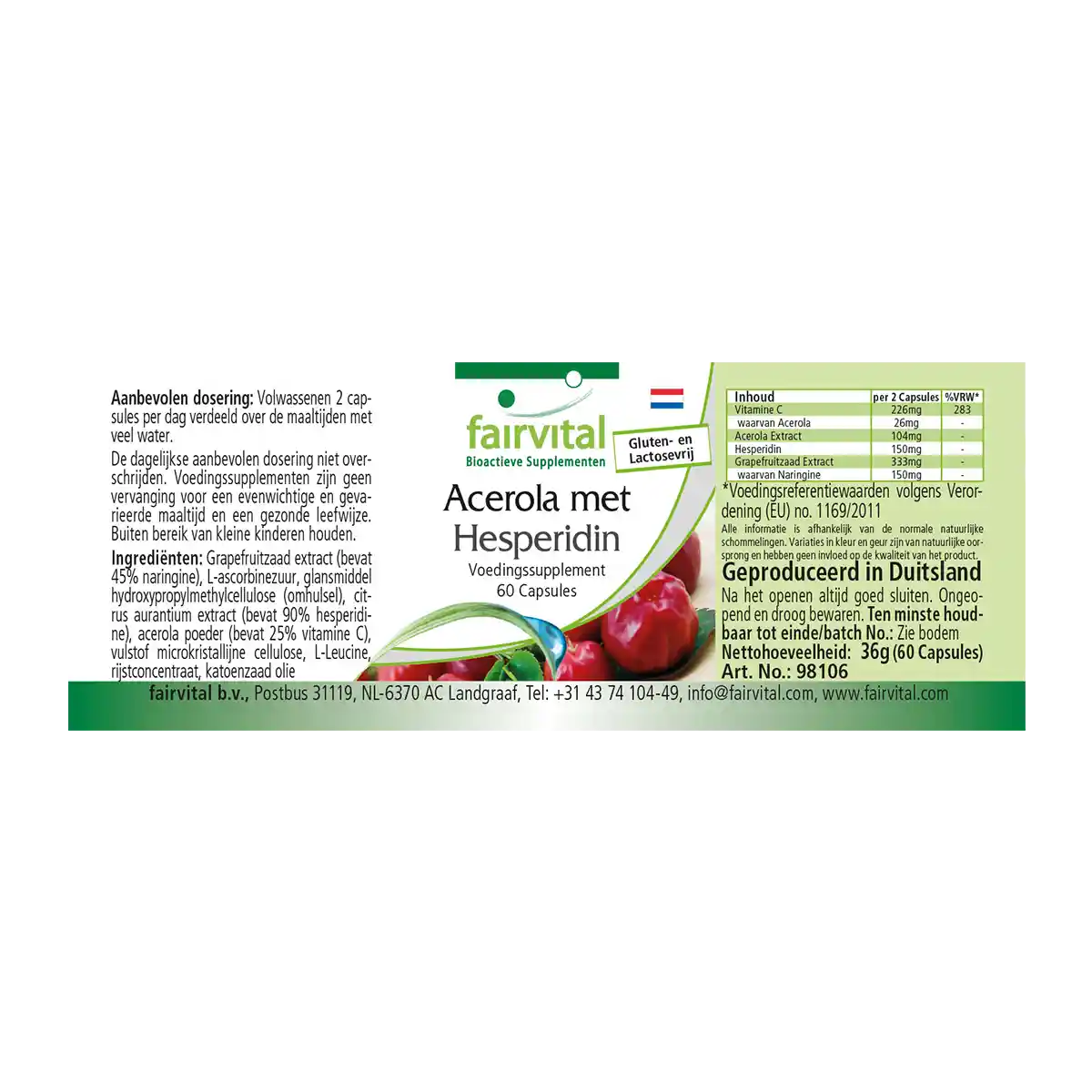Acerola con Hesperidina - 60 Cápsulas Acerola con Hesperidina - 60 Cápsulas