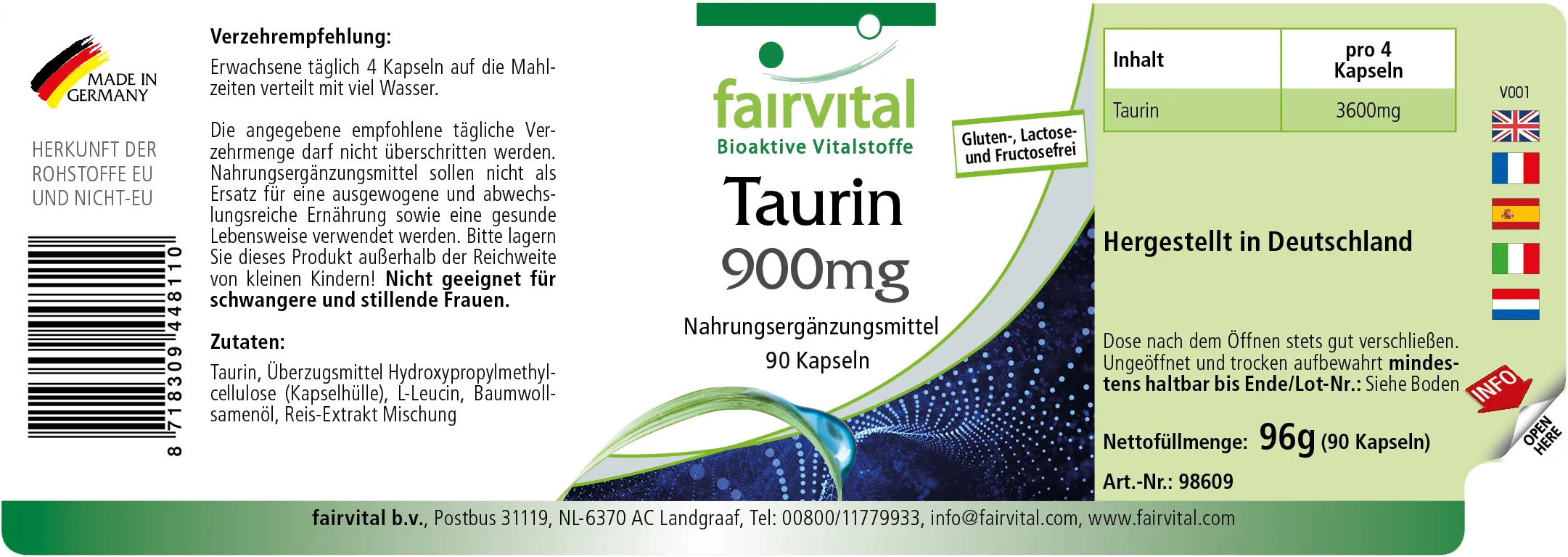 Taurine 900mg - 90 gélules