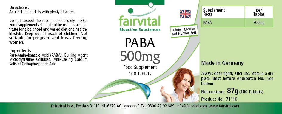 PABA 500mg - 100 tabletten PABA 500mg - 100 tabletten