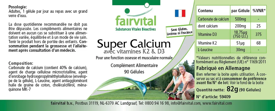 Super Calcium avec les vitamines K2 et D3