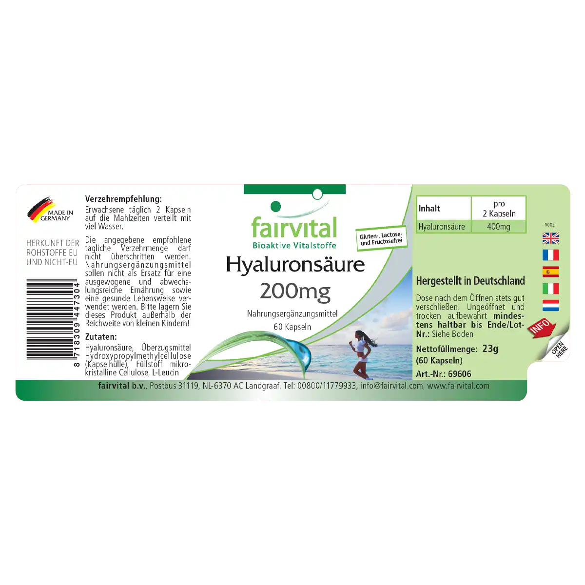 Hyaluronsäure 200mg - 60 Kapseln - Vegan | Fairvital Hyaluronsäure 200mg - 60 Kapseln - Vegan | Fairvital