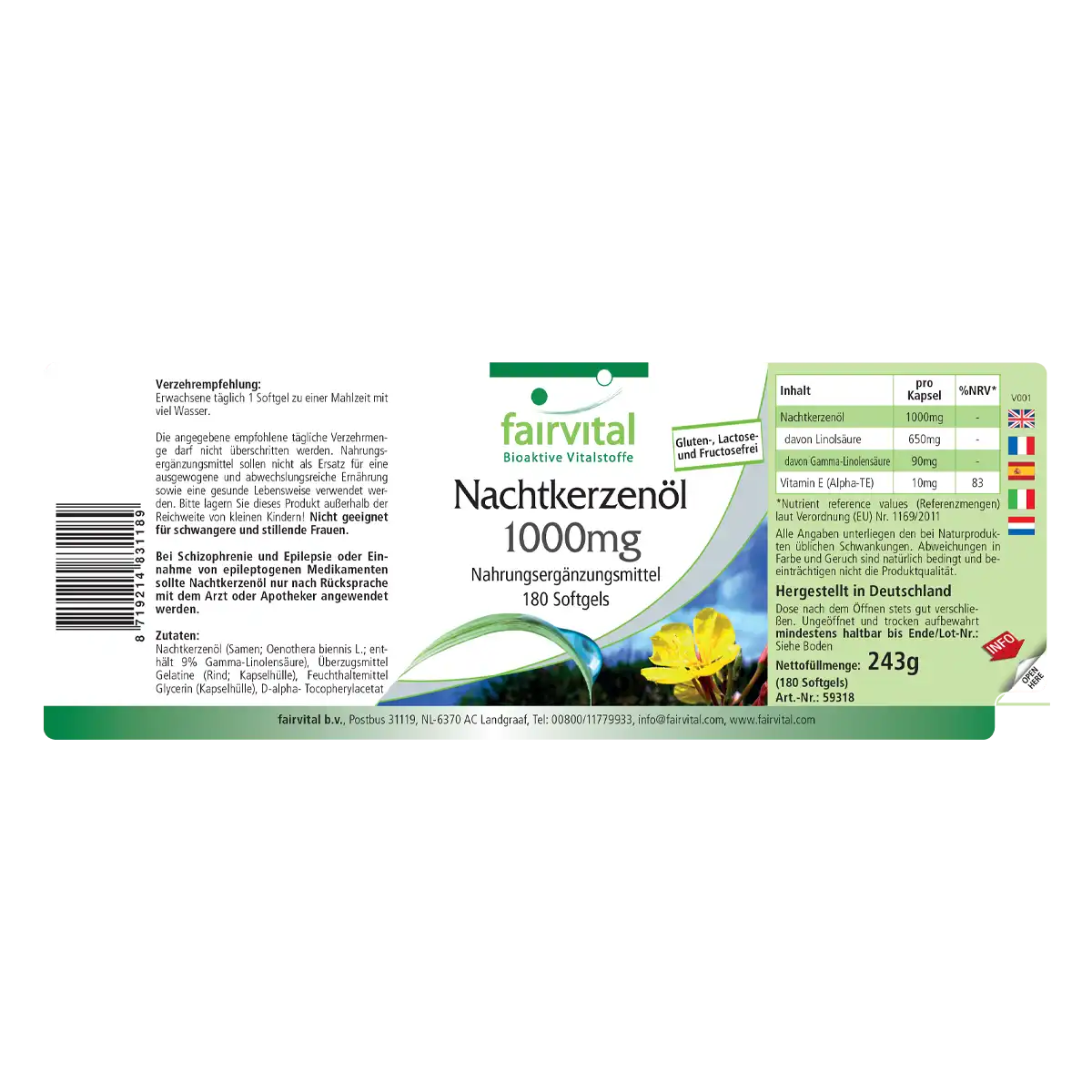 Teunisbloemolie 1000mg Teunisbloemolie 1000mg