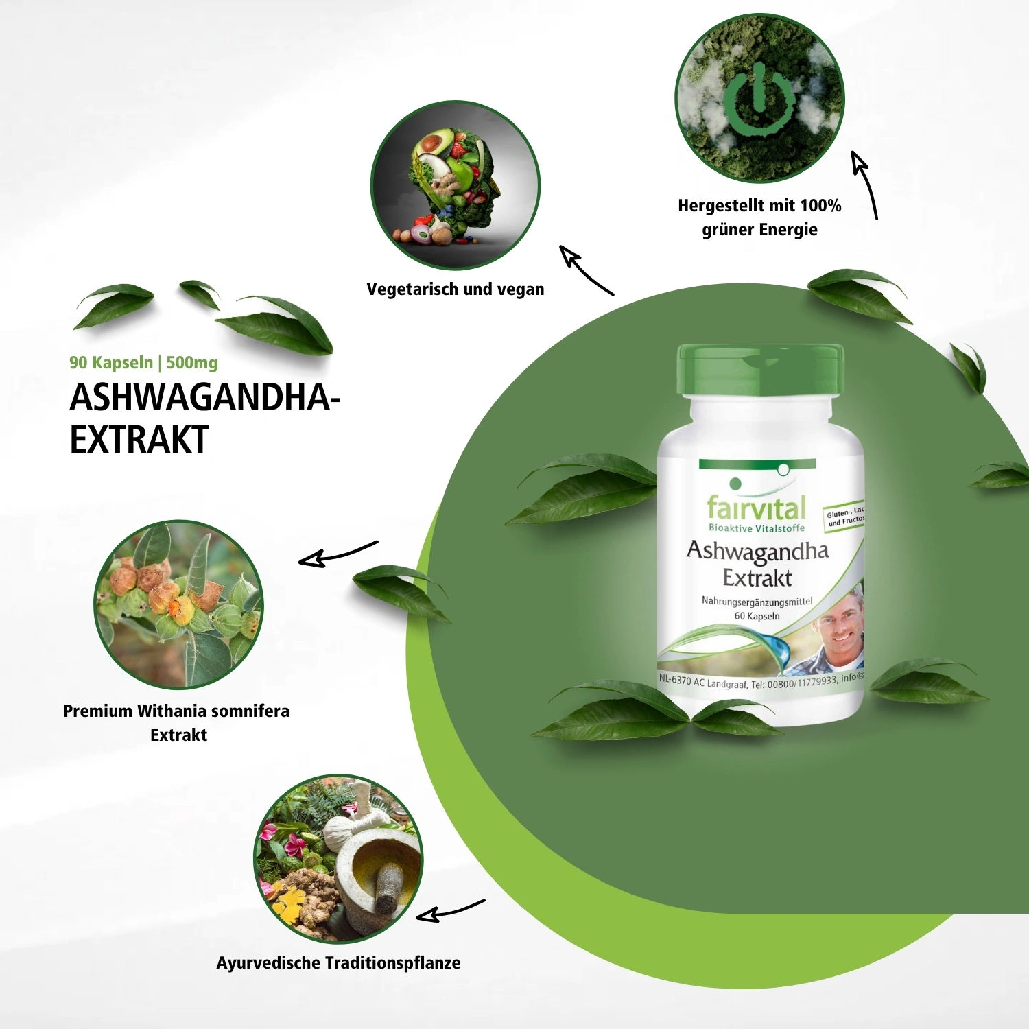 Ashwagandha-extract 500mg - 60 capsules