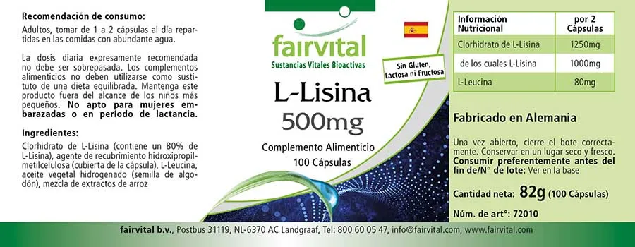 L-Lisina 500mg - 100 capsule