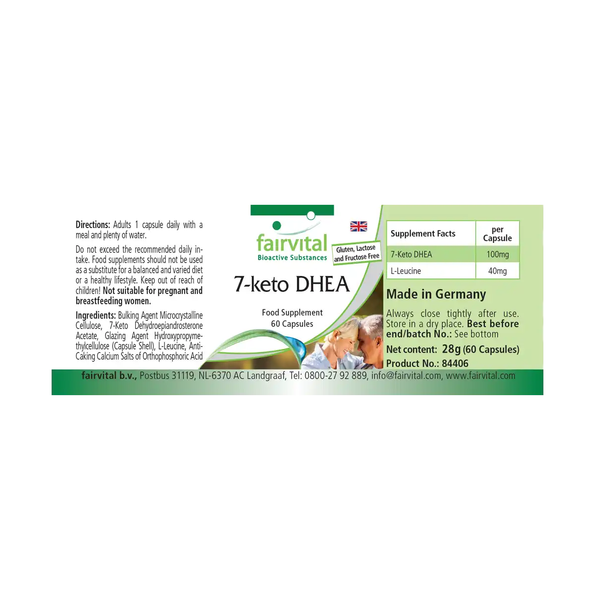 7-Keto DHEA - Hochdosiert und Vegan - 60 Kapseln | Fairvital 7-Keto DHEA - Hochdosiert und Vegan - 60 Kapseln | Fairvital