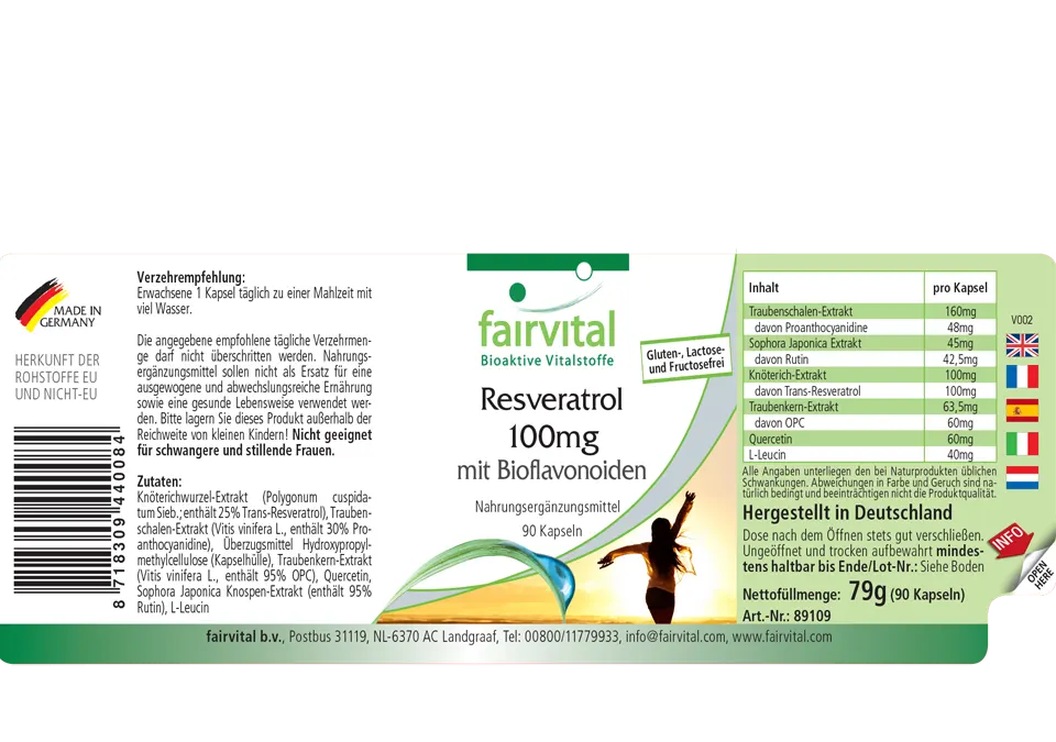 Resveratrol 100mg con bioflavonoides - 90 cápsulas