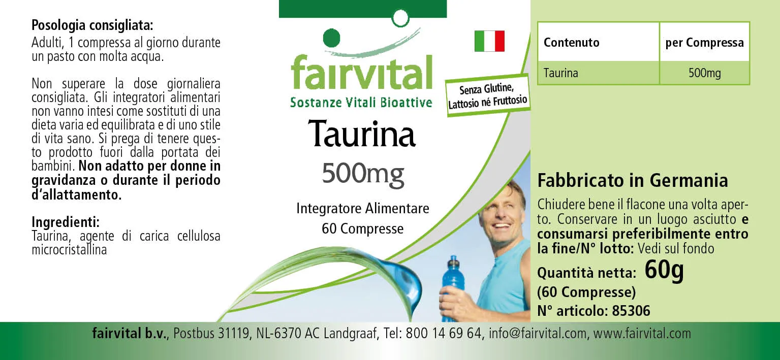 Taurine 500mg - 60 comprimés