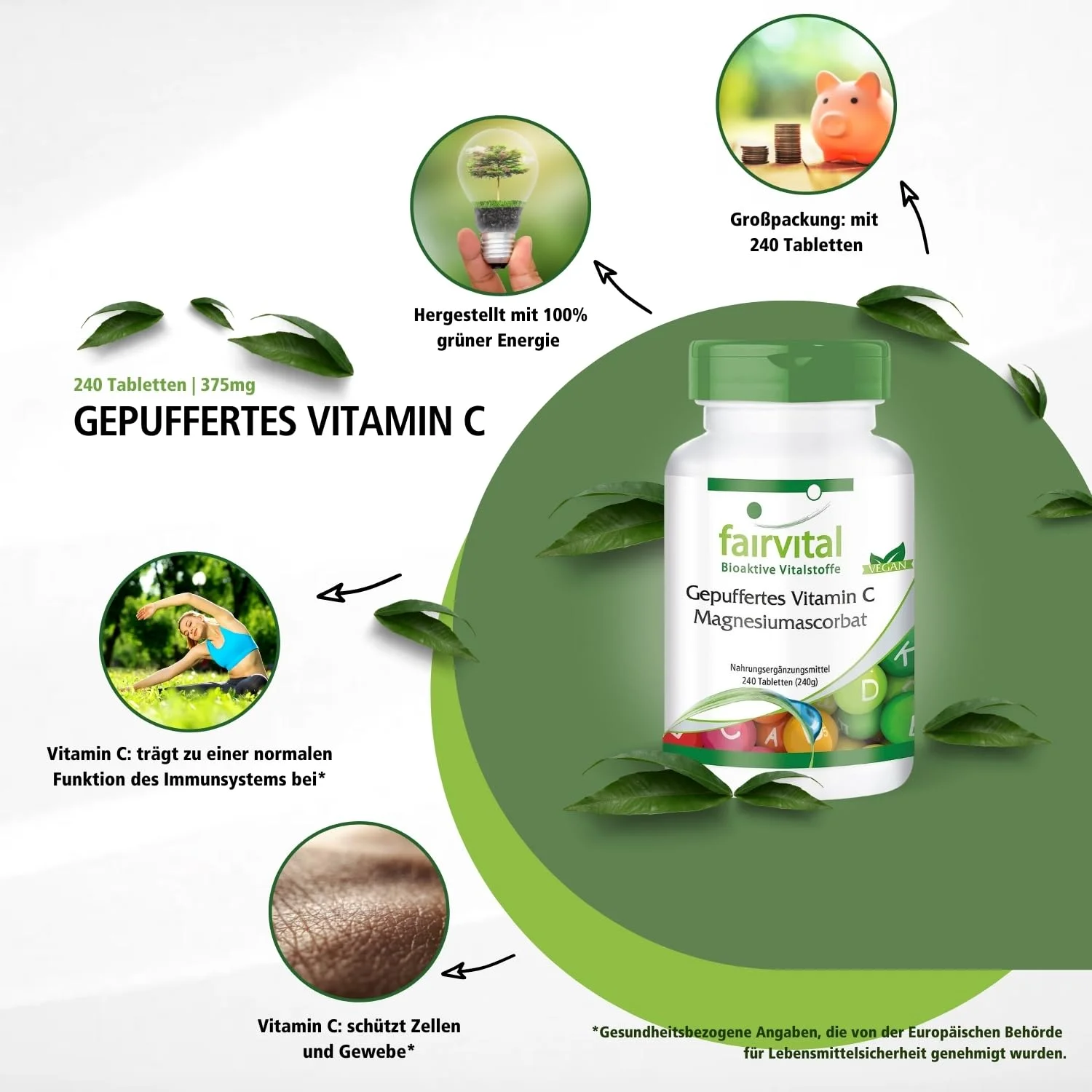 Vitamine C tamponnée - Ascorbate de magnésium - 240 comprimés