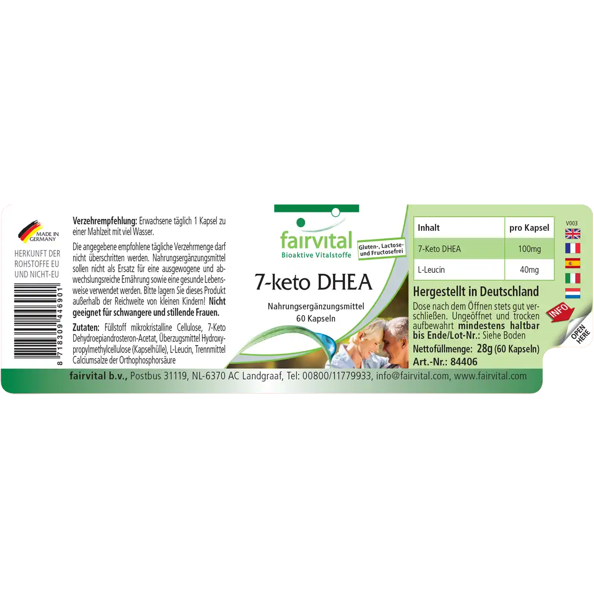 7-Keto DHEA - Hochdosiert und Vegan - 60 Kapseln | Fairvital 7-Keto DHEA - Hochdosiert und Vegan - 60 Kapseln | Fairvital