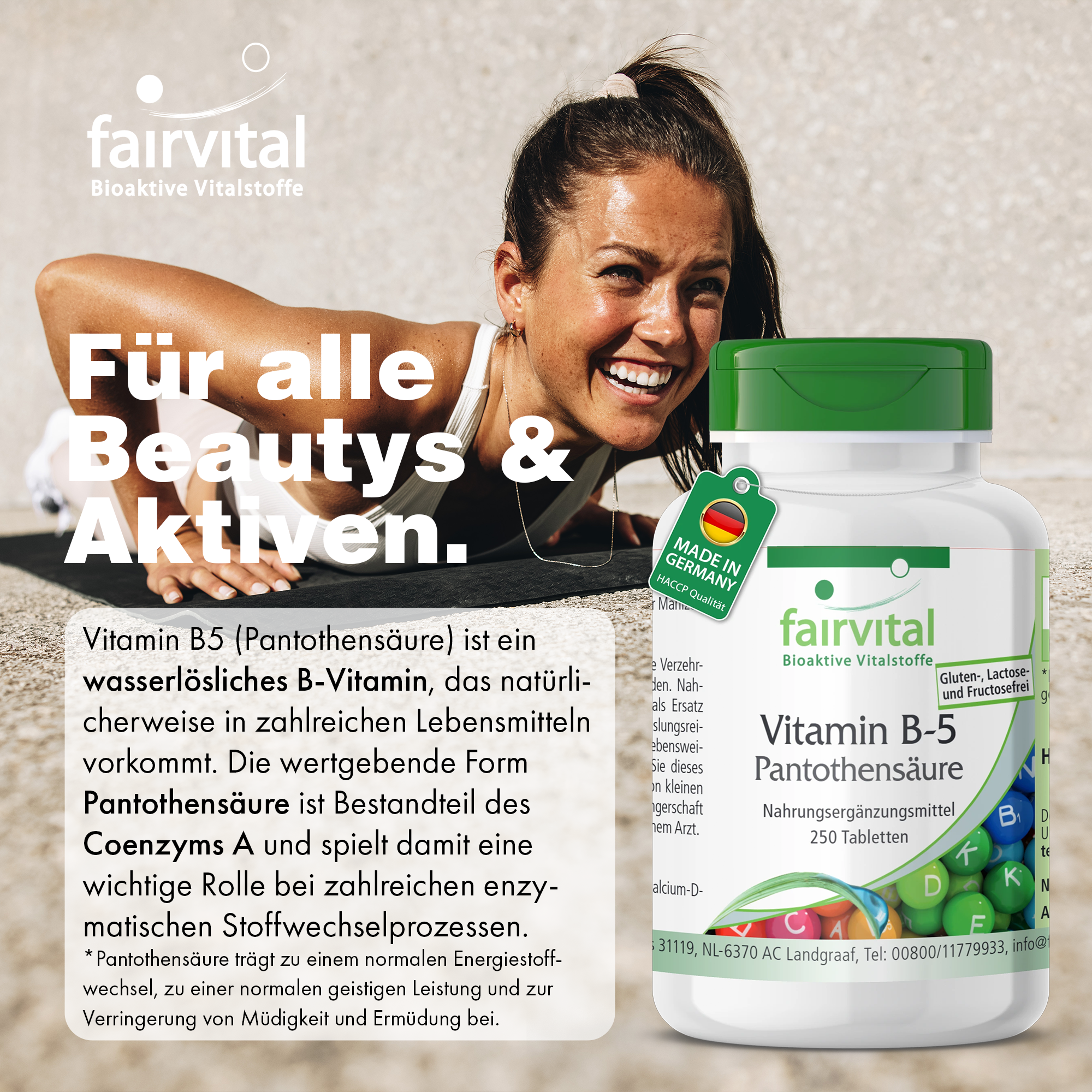 Vitamine B-5 pantotheenzuur 200mg - 250 tabletten