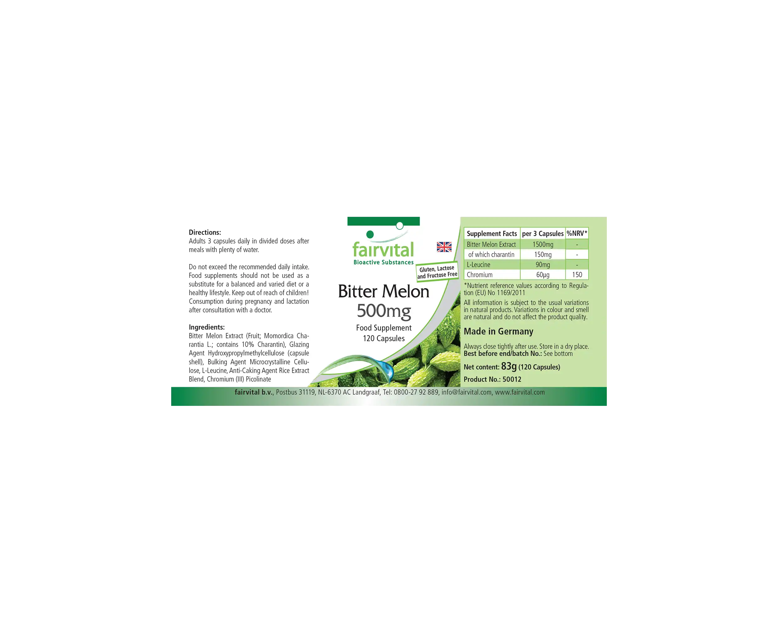 Melón amargo 500mg cromo - 120 cápsulas