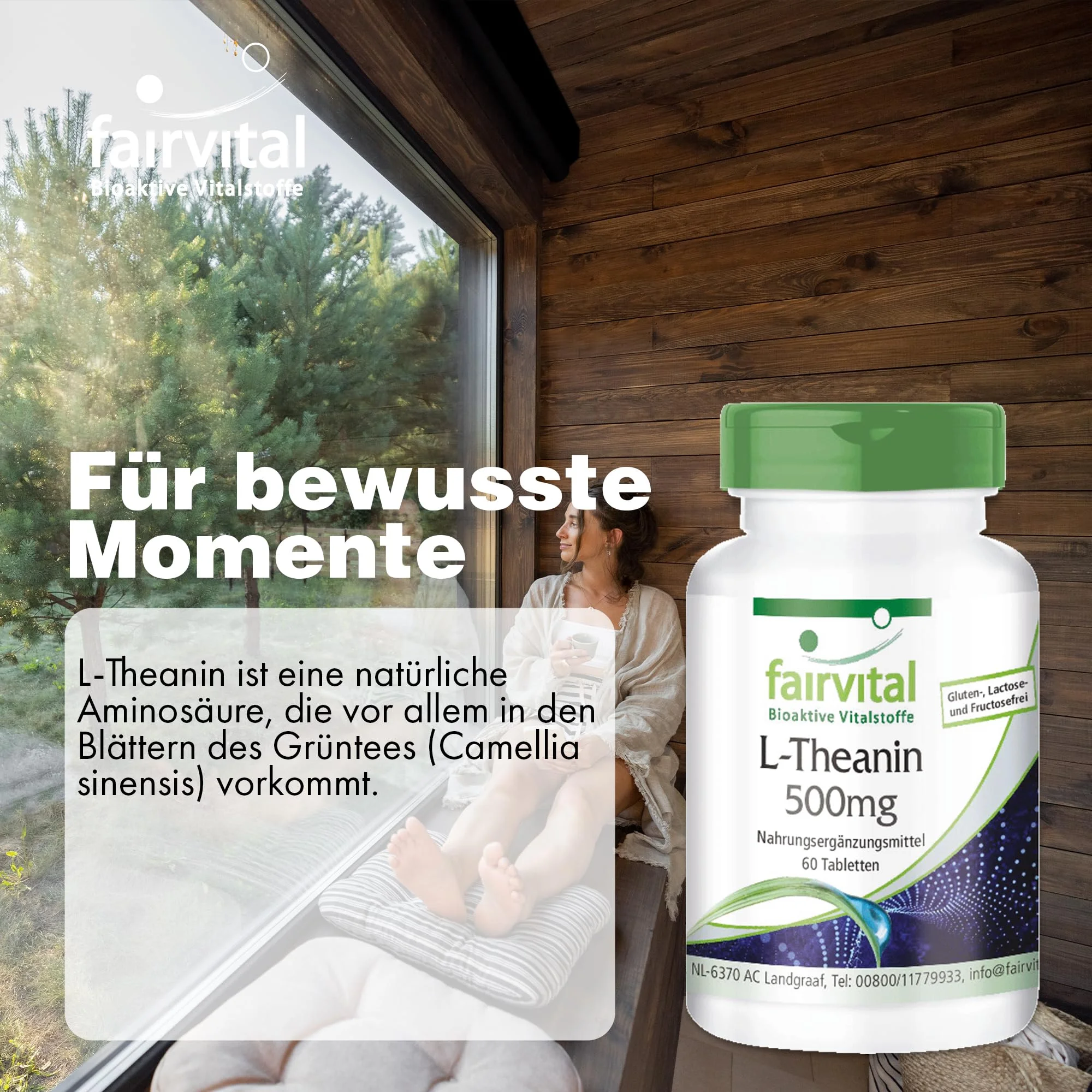 L-Teanina 500mg – 60 comprimidos - Fácil de tragar