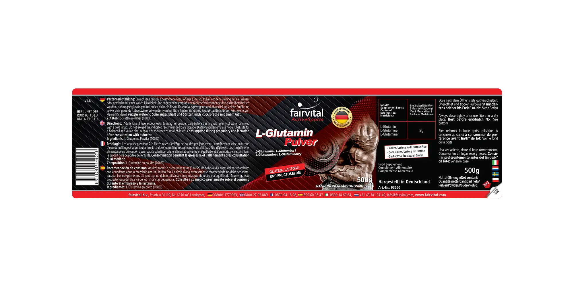 L-glutamine - 500g poeder