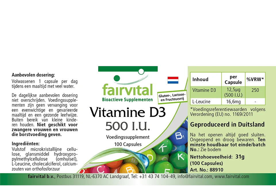 Vitamine D3 500 U.I. - 100 gélules