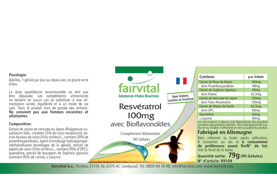Resveratrol 100mg con bioflavonoides - 90 cápsulas