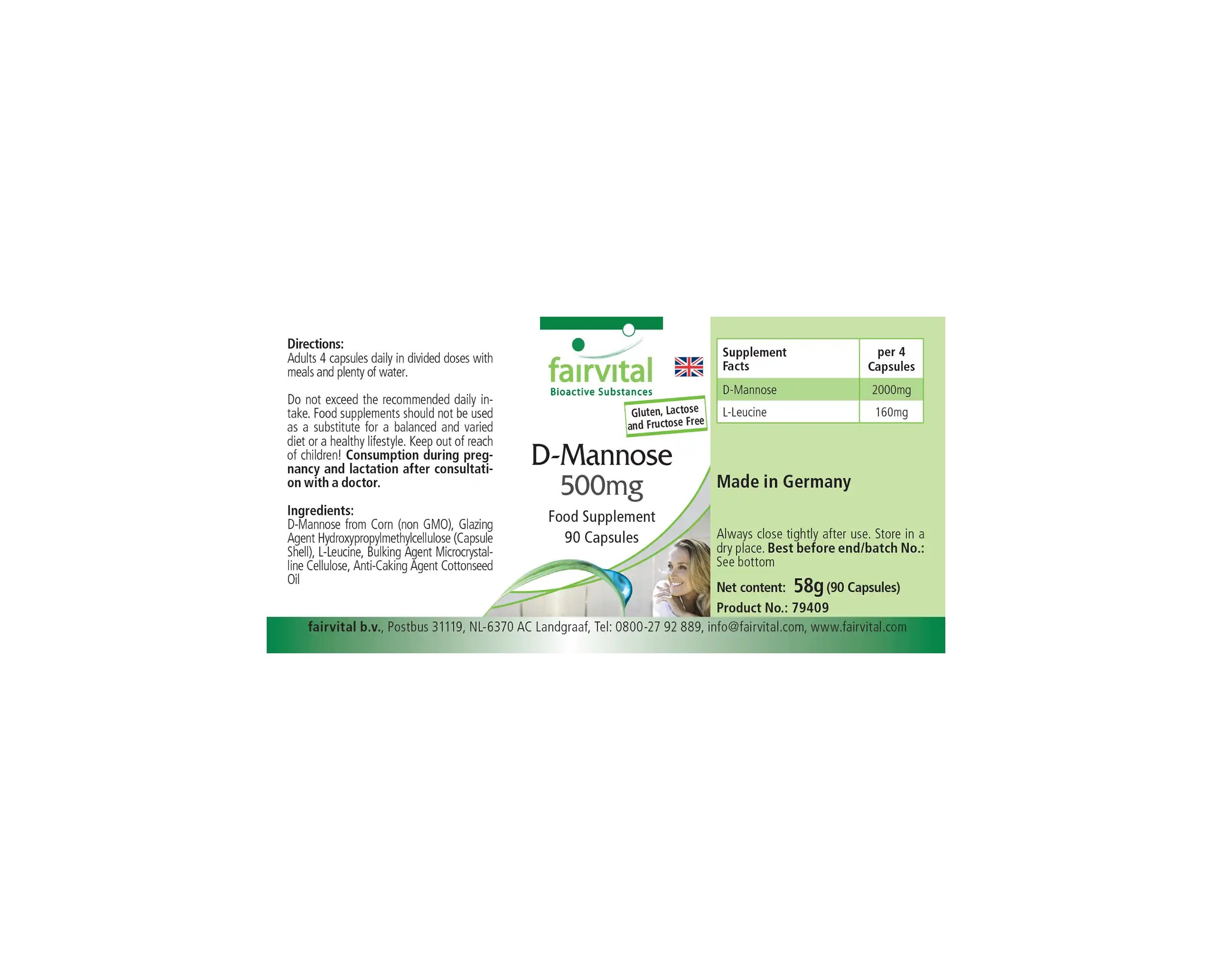 D-mannose 500mg - 90 capsules