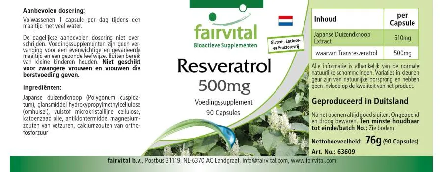 Resveratrol 500mg - 90 capsules
