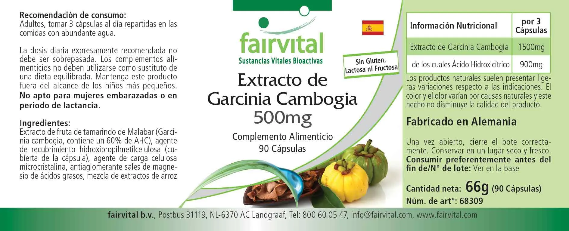 Extracto de Garcinia Cambogia 500mg - 90 cápsulas Extracto de Garcinia Cambogia 500mg - 90 cápsulas