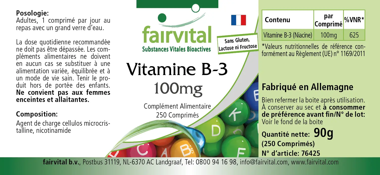 Vitamina B-3 Niacina 100mg – 250 compresse