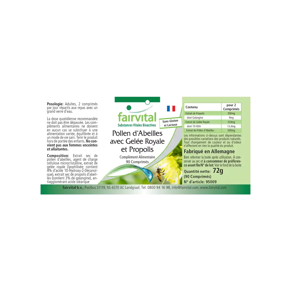 Bijenpollen met koninginnengelei en propolis - 90 tabletten Bijenpollen met koninginnengelei en propolis - 90 tabletten