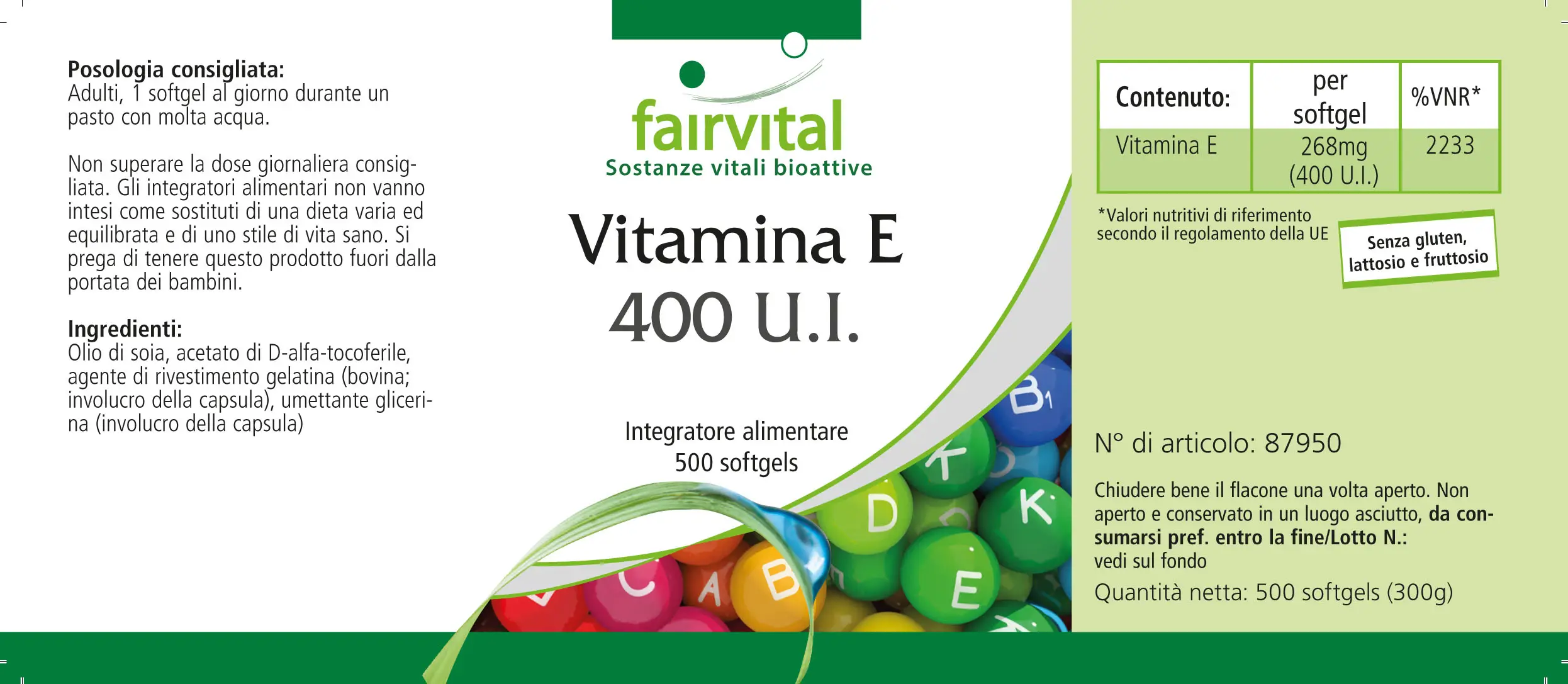 Vitamina E 400 U.I. confezione grande – 500 Softgel