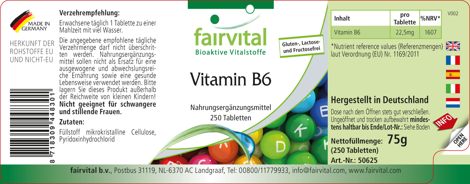 Vitamin B6 - 250 Tablets