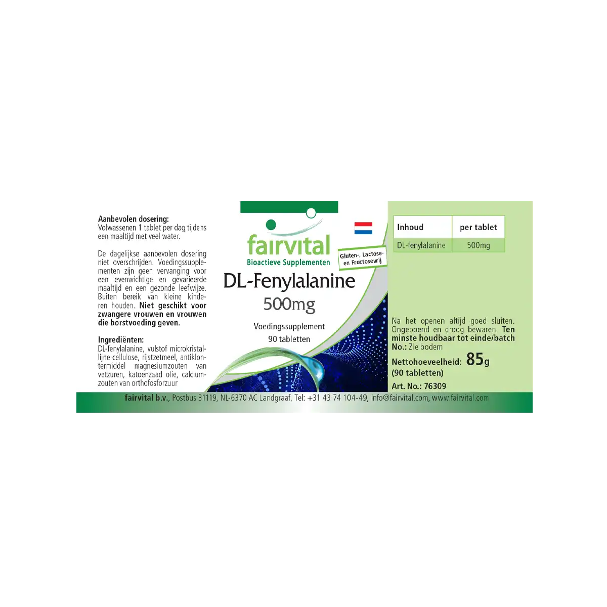 DL-fenylalanine - 90 tabletten DL-fenylalanine - 90 tabletten