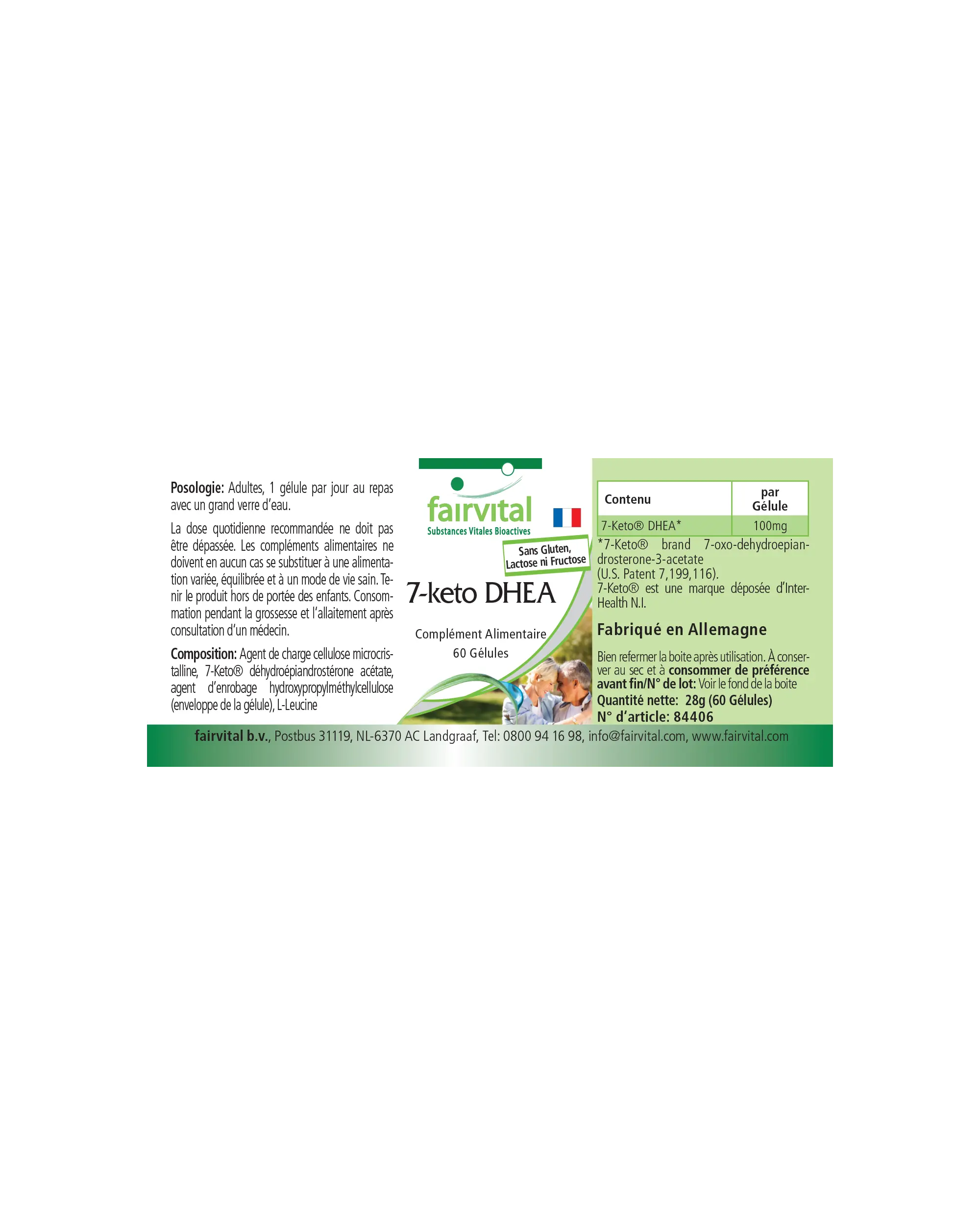 7-Keto DHEA - 60 Cápsulas - Fácil de tragar - Alta dosis y Vegano | Fairvital